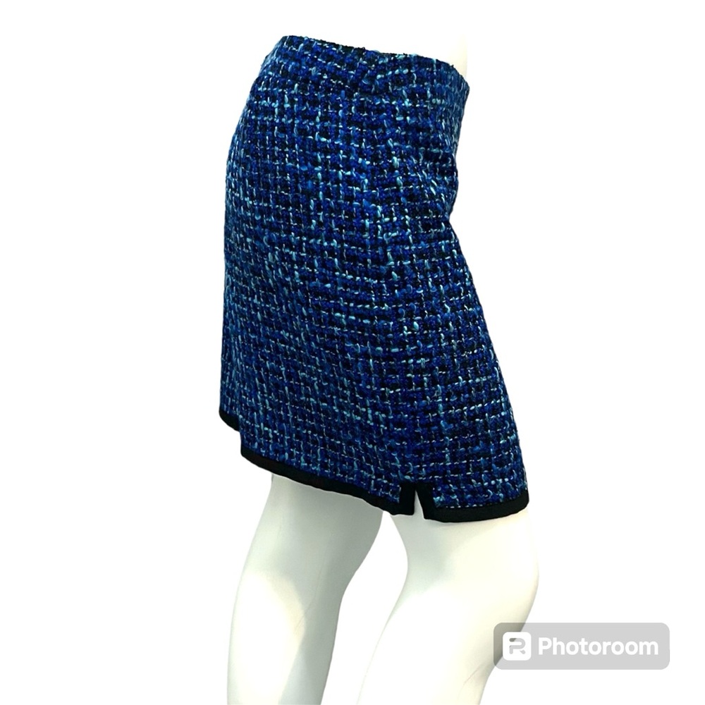 J. Crew Factory Bright Blue & Black Woven Tweed Mini Skirt - Size 6 - Picture 3 of 9